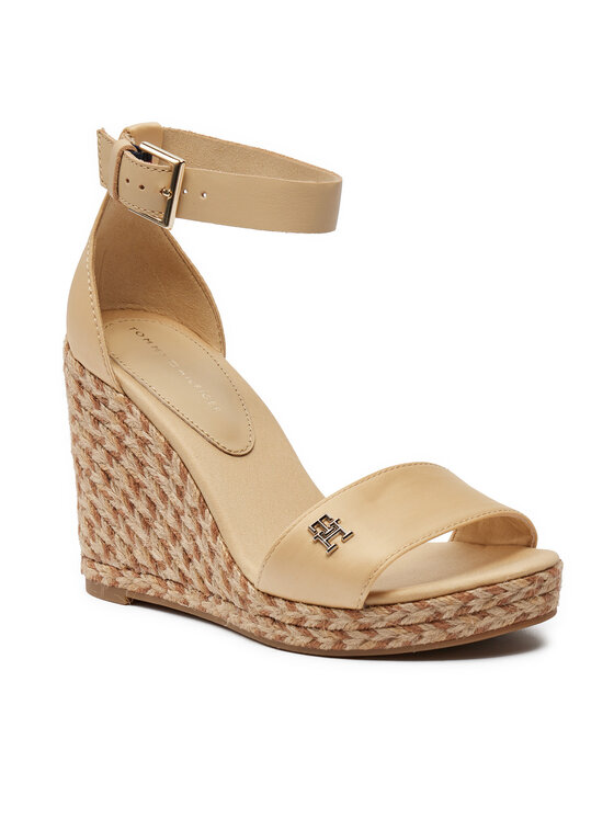 Tommy Hilfiger Tommy Hilfiger Espadrilky Colorful High Wedge Satin Sandal FW0FW07914 Béžová