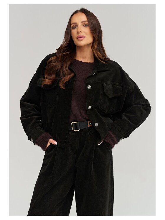 Makadamia Makadamia Kurtka przejściowa C96 Czarny Loose Fit