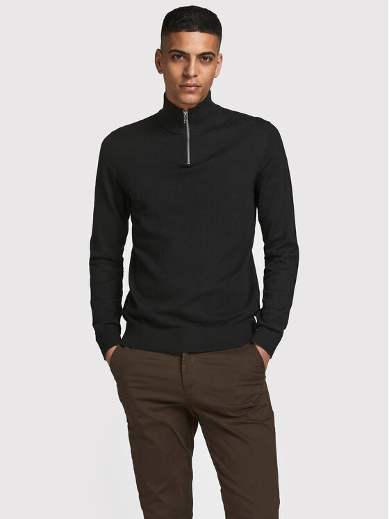 JACK & JONES Maglione A Maniche Lunghe In Taglia Extra Grande Degli Uomini Felpa Di Base Per Taglie FortiJJEBASIC, Colore:Nero, Dimensione Maglia:3XL