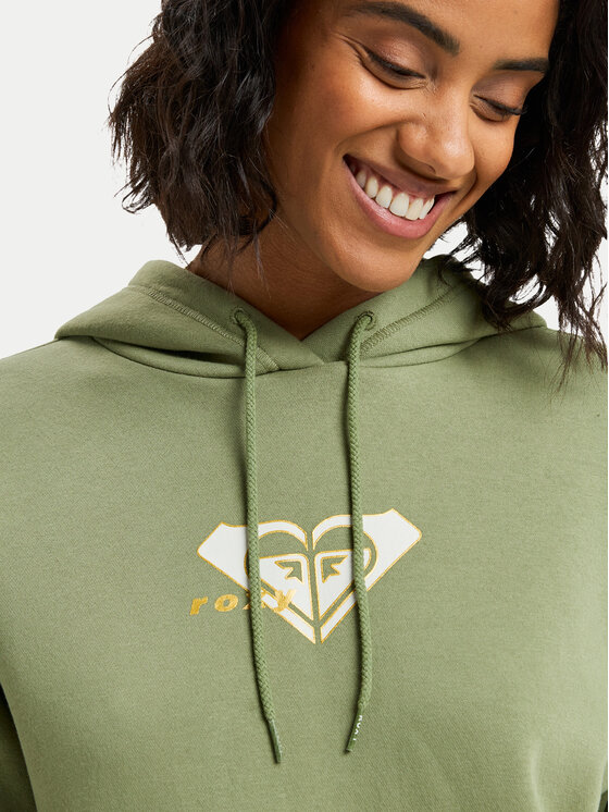 Roxy Roxy Μπλούζα Vl Surf Stoked Hoodie Brushed ERJFT05028 Χακί Regular Fit