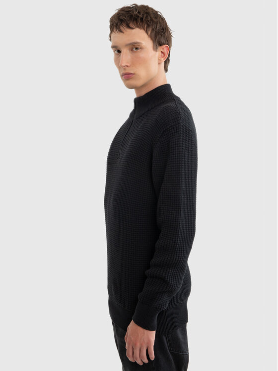BIG STAR BIG STAR Sweter KARLIS Czarny Basic Fit