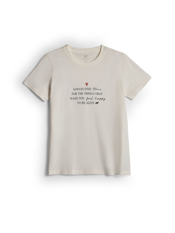 4F 4F T-Shirt SELF LOVE Biały Regular Fit