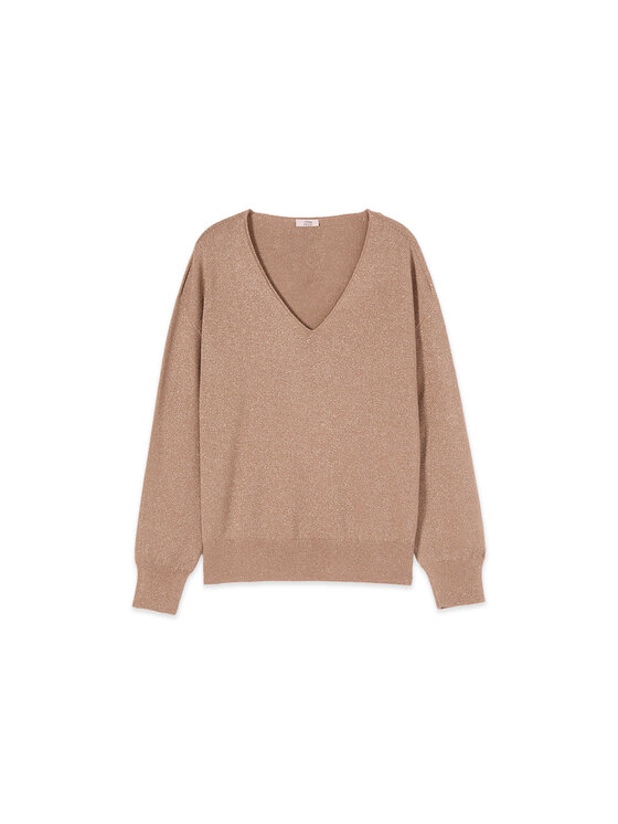 Oltre Oltre Sweter M161E002170N012 Kremowy Regular Fit