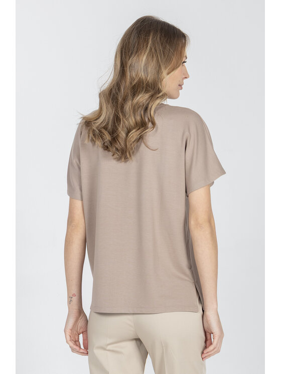 Deni Cler Milano Deni Cler Milano T-Shirt T-DC-T209-F2-46-71-1 Beżowy Loose Fit