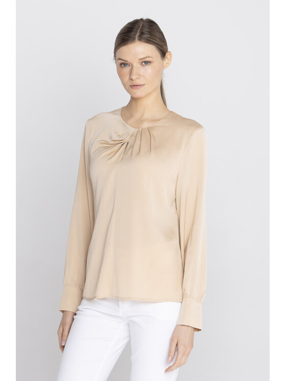 Deni Cler Milano Deni Cler Milano Bluzka T-DC-1426-F2-80-12-1 Beżowy Regular Fit