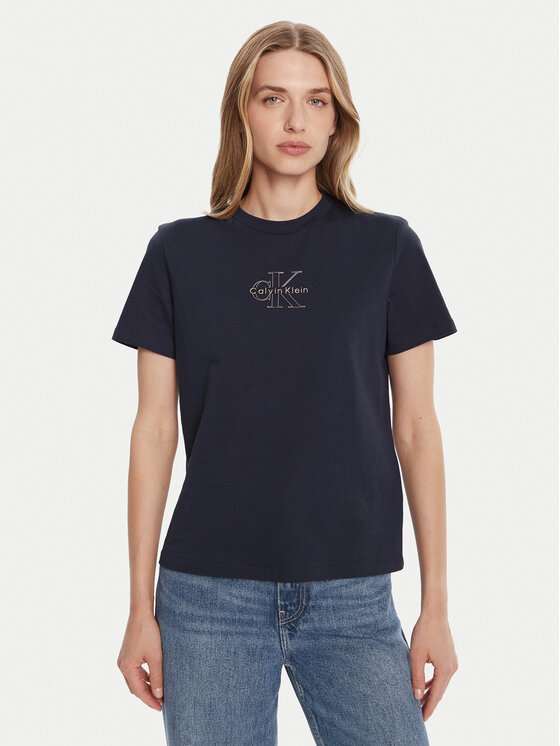 Calvin Klein Jeans Calvin Klein Jeans Тишърт Classic Monologo LV047D873G Тъмносин Regular Fit