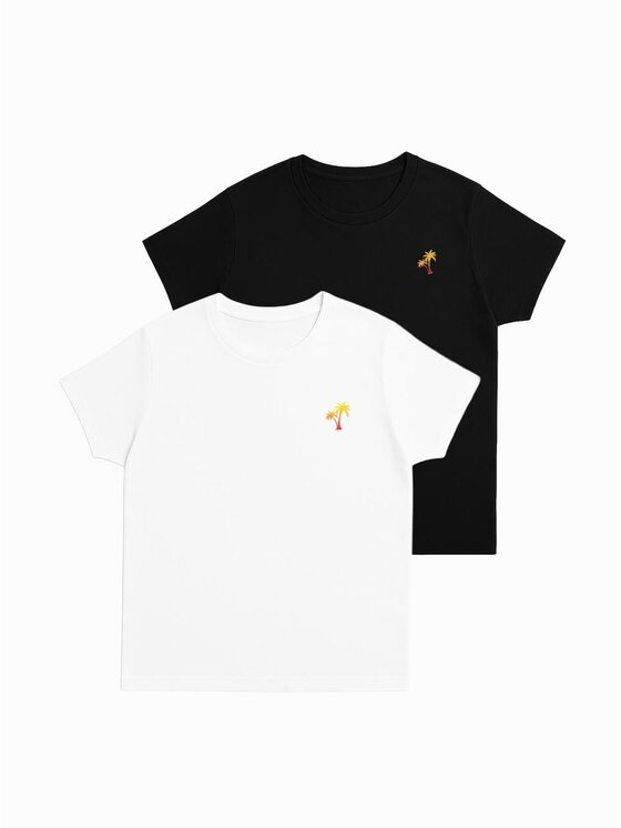 MyStars MyStars T-Shirt Palmy na urlop plażę wakacje 128200 Czarny Regular Fit