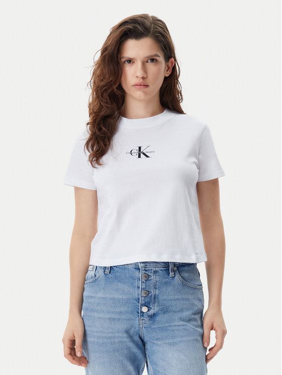 Calvin Klein Jeans Calvin Klein Jeans T-Shirt Baby Tee J20J223113 Bílá Slim Fit