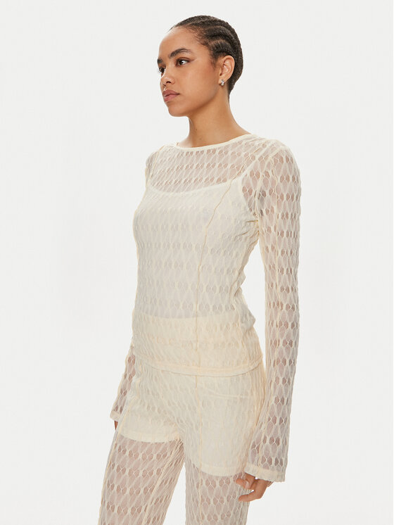 Gestuz Gestuz Bluse Lica 10909128 Écru Slim Fit