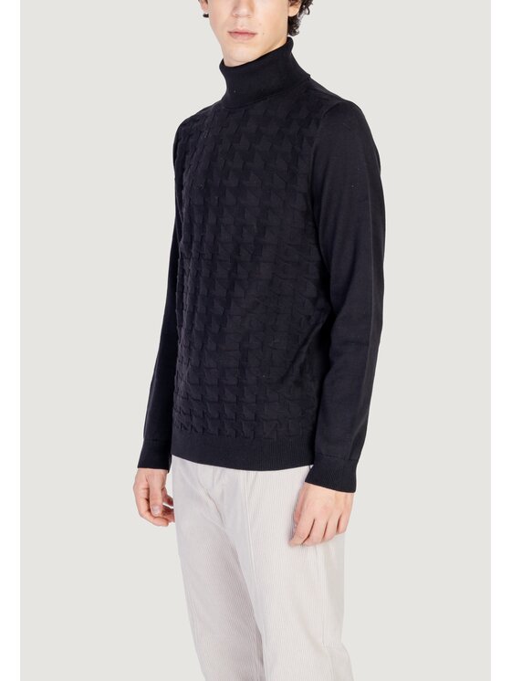 Antony Morato Antony Morato Πουλόβερ COTTON WOOL BLEND YARN WITH JACQUARD 3D Μαύρο To Fit