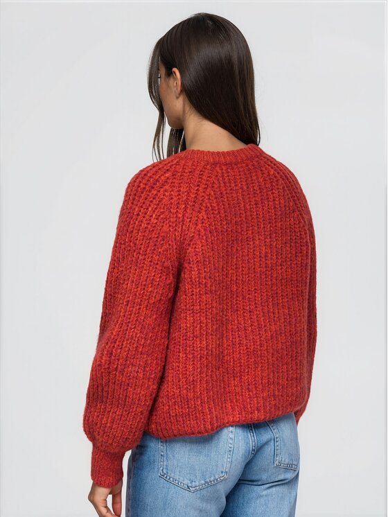 Ombre Ombre Svetr OW-SW-E0071 Červená Relaxed Fit