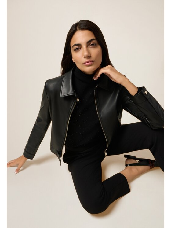 Oltre Oltre Giacca in similpelle R365R002272N033 Nero Slim Fit