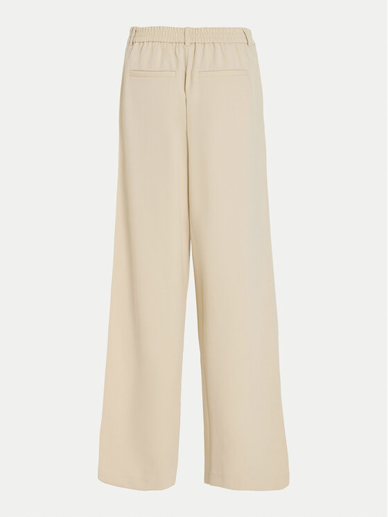 Vila Vila Παντελόνι υφασμάτινο Varone 14087407 Μπεζ Wide Leg