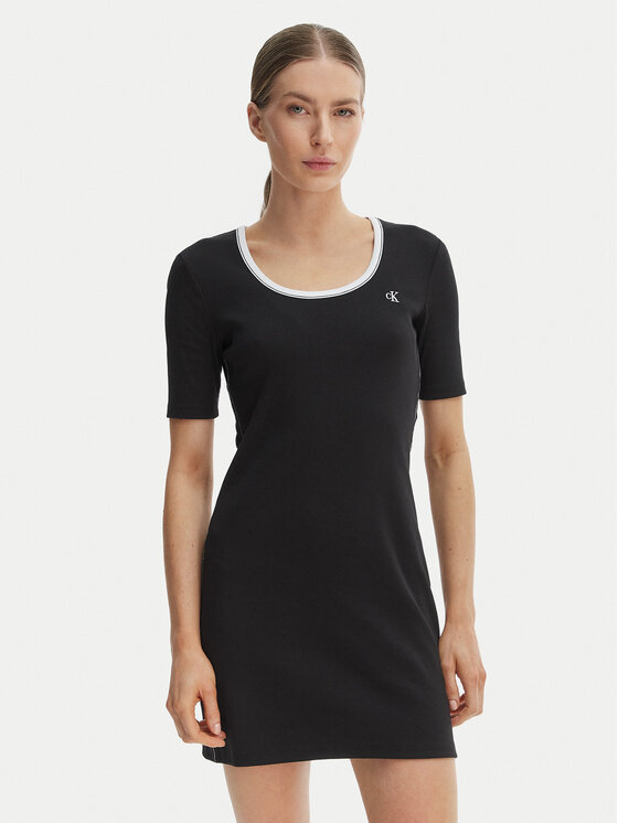Calvin Klein Jeans Rochie de zi LV047F224G Negru Slim Fit
