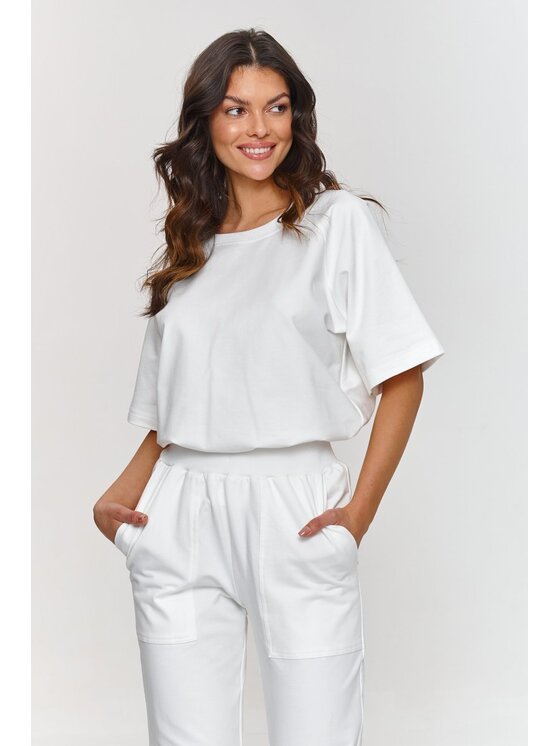 Makadamia Makadamia Dres m865 Écru Relaxed Fit