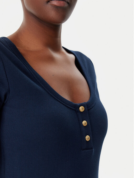 Tommy Hilfiger Tommy Hilfiger Kasdieninė suknelė Henley WW0WW43864 Tamsiai mėlyna Slim Fit