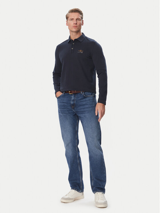 Aeronautica Militare Aeronautica Militare Тениска с яка и копчета 262PO1947UJ00703 Тъмносин Regular Fit
