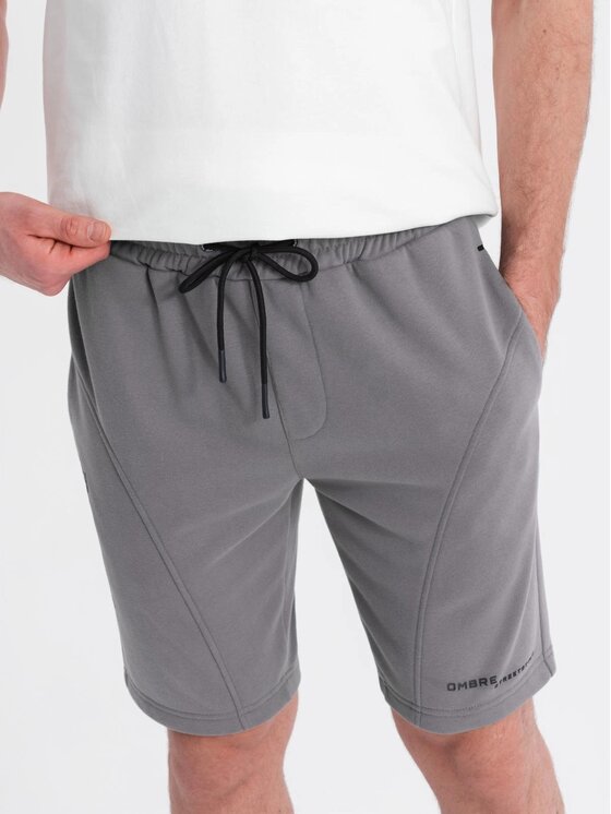 Ombre Ombre Szorty materiałowe OM-SRSK-0138 Szary Slim Fit