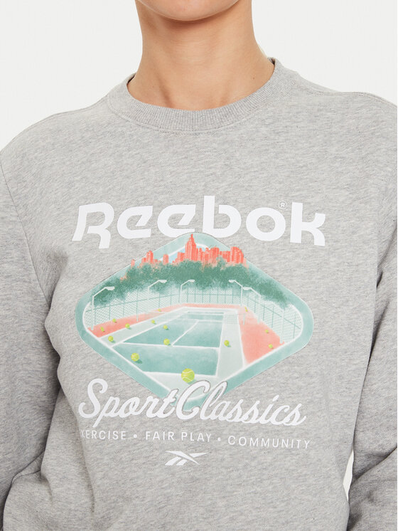 Reebok Reebok Majica dugih rukava Court Sport FT Craw 100076214 Siva Regular Fit