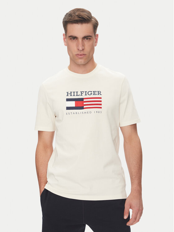 Tommy Hilfiger Tommy Hilfiger Tricou American Monotype MW0MW39843 Écru Regular Fit