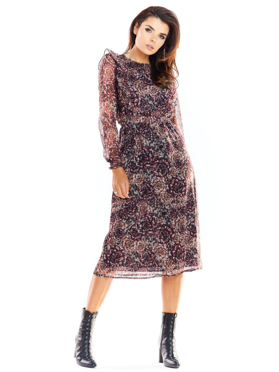 Awama Awama Sukienka A314 Kolorowy Basic Fit