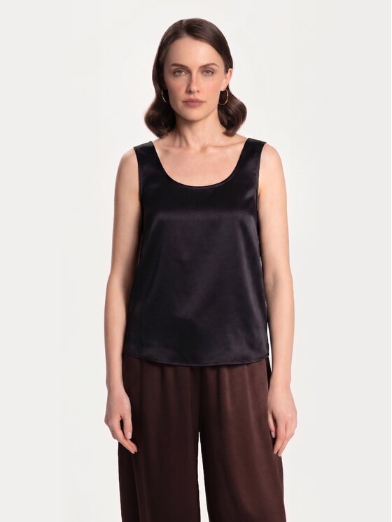 Cat&Cat Cat&Cat Top jedwabny basic Czarny Regular Fit