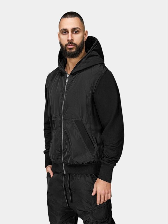 MADE BY SOCIETY MADE BY SOCIETY Kurtka anorak Hanorac cu fermoar - H15970 Czarny Basic Fit