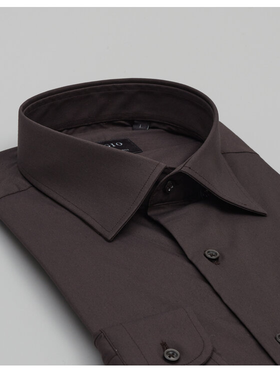 Borgio Borgio Koszula MORTARA Brązowy Slim Fit