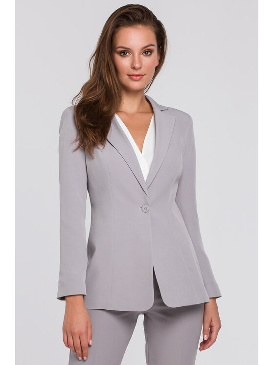 Makover Makover Marynarka K036 Szary Regular Fit