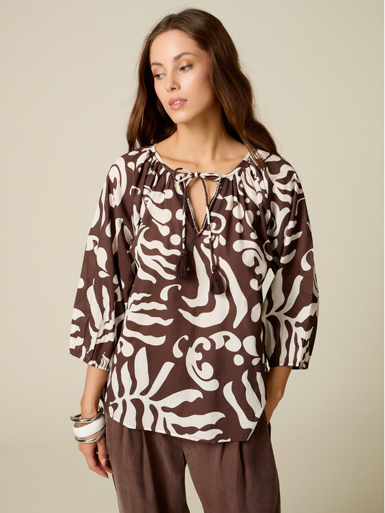 Oltre Oltre Blusa 2035J000800N0V2 Marrone Over Fit