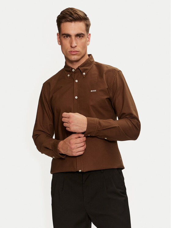 BOSS BOSS Marškiniai H-Roan 50521996 Ruda Slim Fit