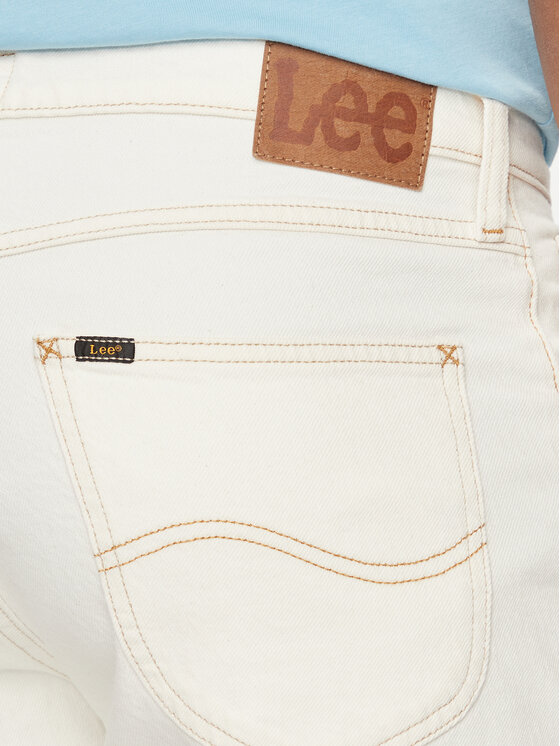 Lee Lee Szorty jeansowe 5 Pocket 112349236 Écru Regular Fit