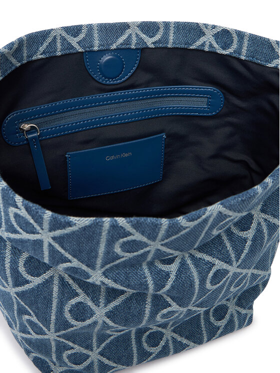 Calvin Klein Calvin Klein Torebka Emblem Aop Denim Bucket LV04F3432G Niebieski