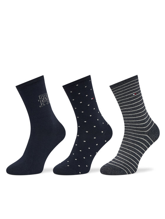 Tommy Hilfiger Tommy Hilfiger 3er-Set hohe Damensocken 701236464 Dunkelblau