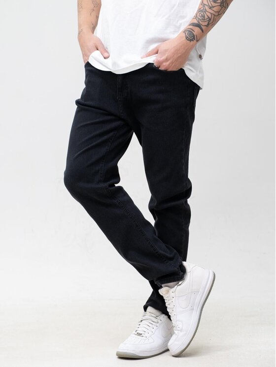 Jigga Wear Jigga Wear Jeansy KLASYCZNE Mini Haft Logo 38 Czarny Regular Fit
