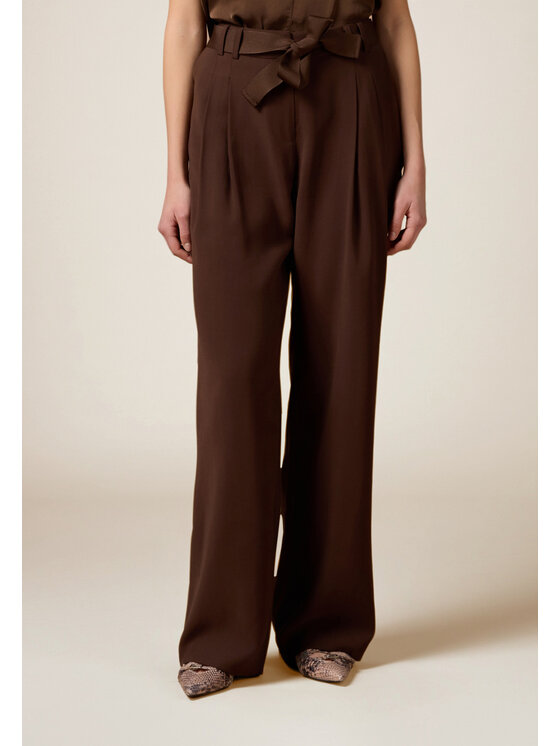 Oltre Oltre Spodnie materiałowe P087R008729N022 Brązowy Baggy Fit