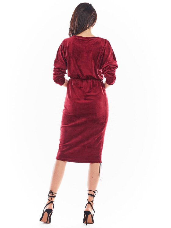 Awama Awama Vestito di maglia A405 Bordeaux Basic Fit