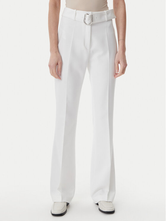 HUGO Bavlnené nohavice 50537602 Biela Flare Fit