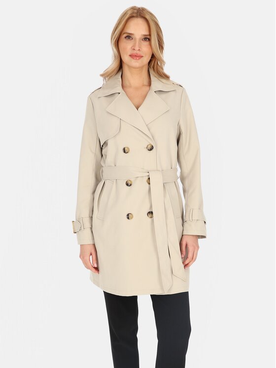 Perso Perso Płaszcz przejściowy BLE252682F Szary Regular Fit