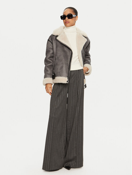Liu Jo Liu Jo Kažokādas mētelis WF4245 E0935 Pelēks Regular Fit