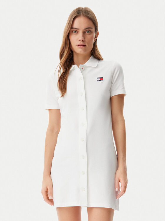 Tommy Jeans Tommy Jeans Každodenní šaty Badge DW0DW20302 Écru Regular Fit