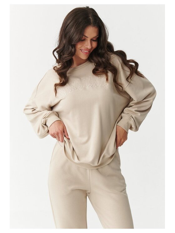 Makadamia Makadamia Dres M889 Beżowy Relaxed Fit