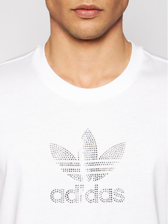 T-shirt Trefoil Rhinestone GN3647 Bianco Standard