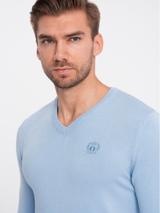 Ombre Ombre Sweter OM-SWBS-0107 Niebieski Regular Fit