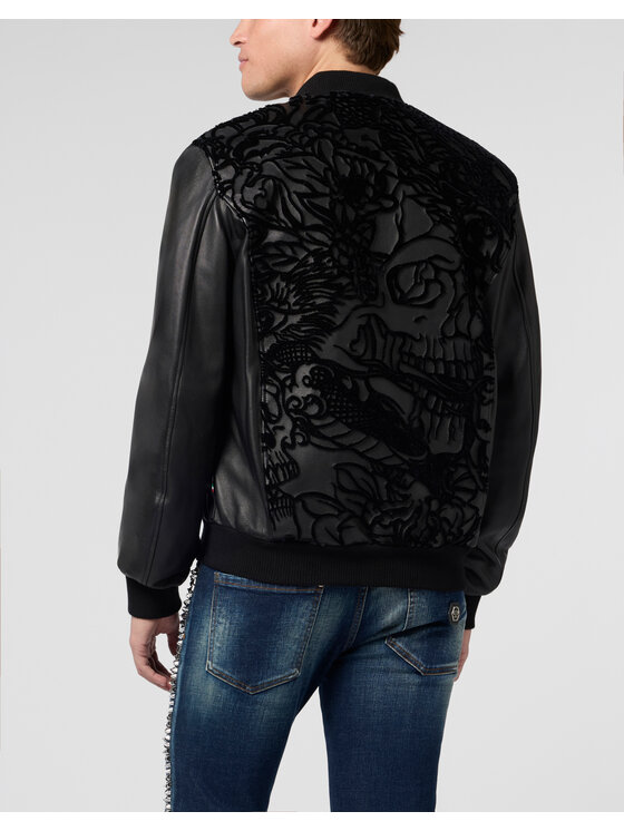 PHILIPP PLEIN PHILIPP PLEIN Kurtka skórzana 29743 Czarny Regular Fit