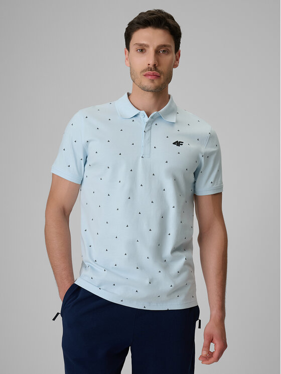 4F 4F Polo COMMERCIAL Niebieski jasny Regular Fit