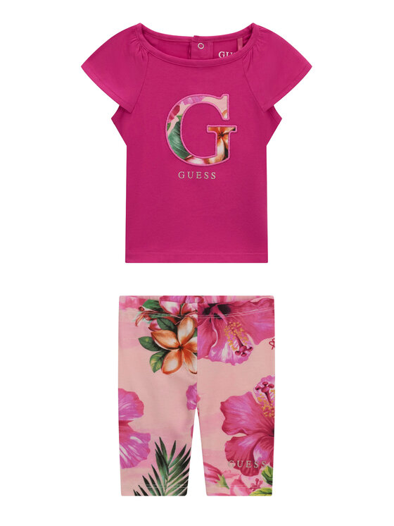 Guess Set tricou și leggings A6GG05 K6YW4 Roz închis Regular Fit