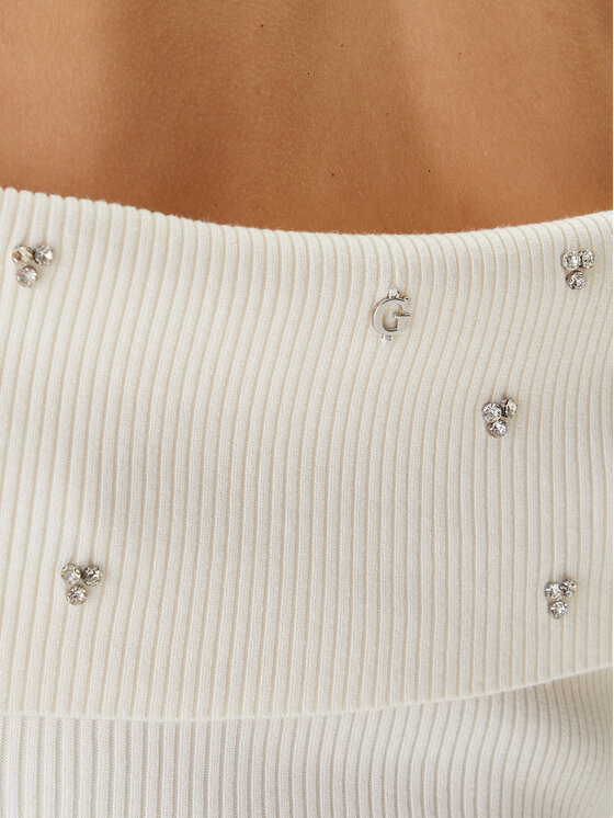 Guess Guess Úpletové šaty W5BK64 Z2YJ2 Écru Slim Fit