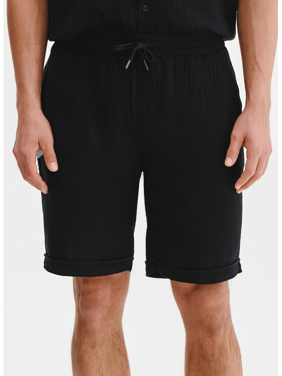 Pako Lorente Pako Lorente Szorty materiałowe P25SF-WS-012 Czarny Classic Fit