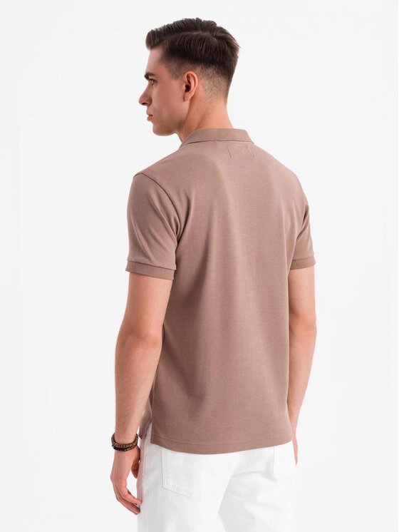 Ombre Ombre Polo OM-POSS-0148 Brązowy Regular Fit